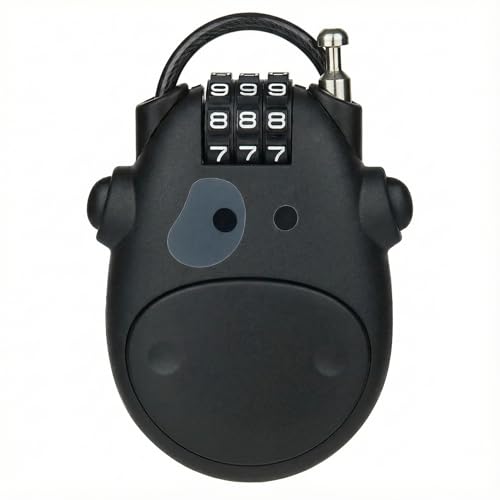 Pacote com 2 cadeados com senha de combinação de 3 dígitos, fio de aço retrátil preto para capacete de bagagem, mochila e armário escolar