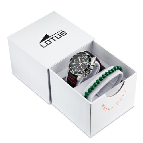 Imagen de LOTUS Reloj Niño Analógico de Cuero Negro Movimiento de Cuarzo Reloj Infantil Cristal Mineral Alta Resistencia Resistente al Agua 5 ATM 18859