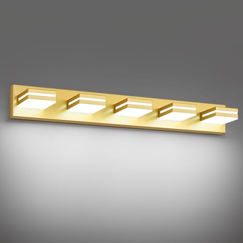 Image of Modern LED Gold Acrylic Bathroom Lights Fixtures 5-Light