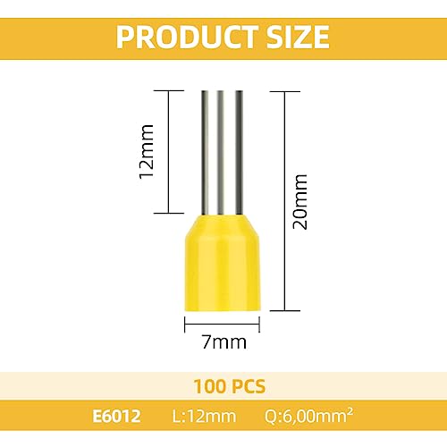 flintronic Zestaw tulejek kablowych 6 mm², 100 sztuk końcówek kablowych, płaskich tulejek wtykowych, złączki zaciskowe, osłony izolacyjne, widelce, końcówki kablowe, pudełko kablowe, złącze wtykowe