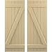 Ekena Millwork ARW102BB621X36NTH Americraft Six 2 Exterior Real Wood Joined Board-n-Batten Shutters w/Z-Bar (Per Pair), 21"W x 36"H, Natural Twine