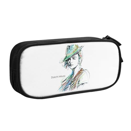 Daichi Miuraペンケース 筆箱 文具ケース おしゃれ 筆袋 鉛筆ケース 鉛筆のサック 中高校生 軽量 収納バッグ 学生 子供 誕生日 入学ギフト 大容量 ダブルレイヤーBlack