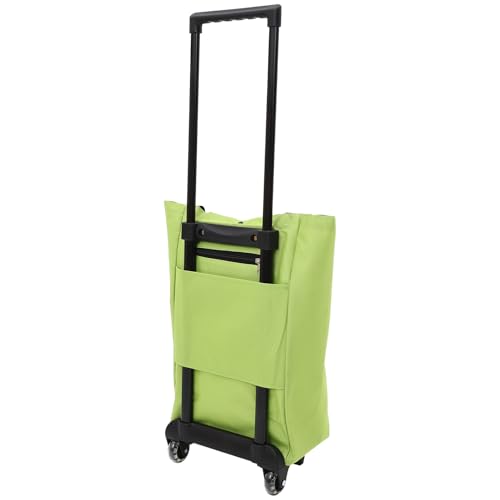 Chariot de courses pliable vert à poignée télescopique et grand sac