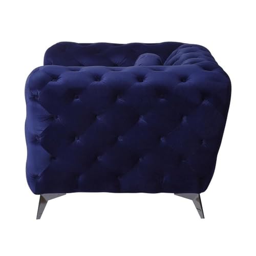 Sillón Azul de Tela con Estructura de Madera miniatura 4