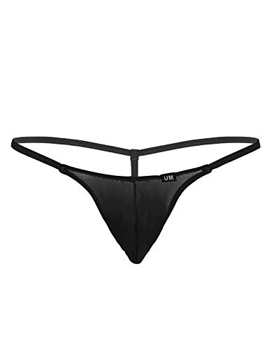 ranrann G-String Homme Sexy Ficelle Micro Bikini T-Back Thong Tanga Taille Basse Mini Slip Transparent Jockstrap Shorty Erotique Lingerie de Nuit Mens Underwear M-XXL Noir XXL