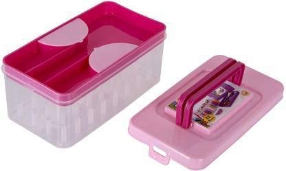 Foliam 32 Reel Double Decker Empty Thread Sewing Box with Pick Up Handle for Storing Sewing Kit and Interlocking Cap Fittings (32 Reel Box) 2