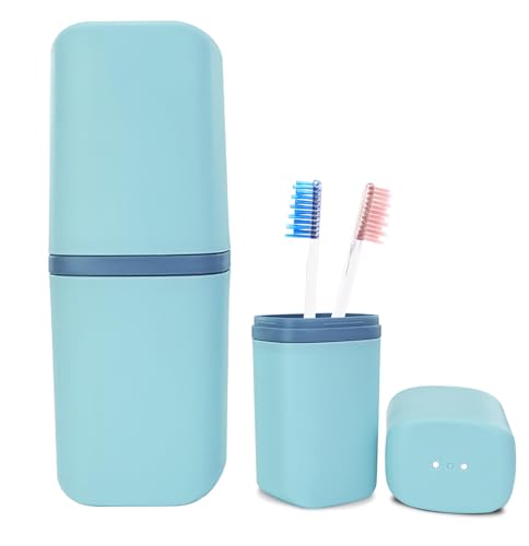 SietDESEO Toothbrush Travel Case Portable Travel Toothbrush Holder Toothbrush and Toothpaste Travel Case for Camping Business School Trip Home Toothbrush Travel Containers(Blue)