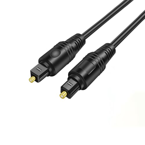 光ファイバデジタルオーディオ光ケーブルコーナー型金メッキプラグ伝送安定 高耐久性ケーブル両端に取り外し可能なカバーが付いている,PS 4/スピーカ/テレビ/スピーカ/セットトップボックス/DVDなど用(1.5m ブラック)