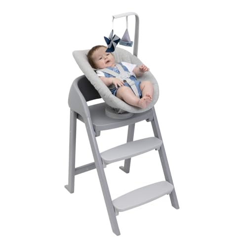 Chicco Sdraietta Neonati Per Seggiolone Crescendo, Due Posizioni Di Reclinazione, Imbottitura In Cotone Organico, Sfoderabile E Lavabile In Lavatrice, Con Barra Giochi Con Pendenti, Fino A 9Kg, Grigio - 5