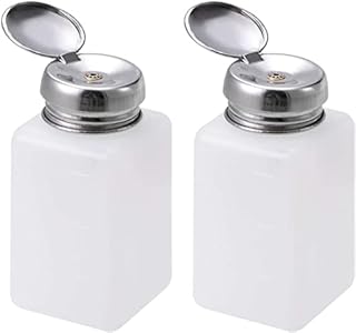 Hegebeck Liquid Press Pumping Dispenser Bottle 200ML Square Empty Press Bottle with Stainless Steel Cap for Liquid Alcohol Makeup Remover 1 Pcs