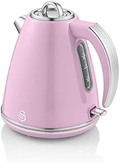 Swan Retro 1.5 Litre Jug Kettle, Pink, with 360 Degree Rotational Base, 3KW Fast Boil, Easy Pour, SK19020PN