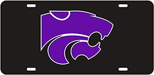 Dixie Dawgs Kansas State Acrylic License Plate Officially Licensed Wildcats Black