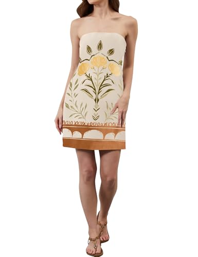 Image of Women Strapless Mini Tube Shell Dress Sexy Bodycon Spaghetti Strap Mini Dresses Going Out Short Party Club Dress