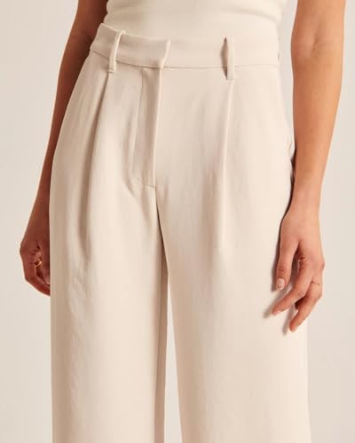 Image of Elendra Cotton Blend Wide Leg Pants for Women | HIGH Waist Formal Baggy Pants