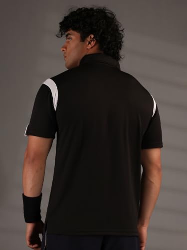 Image of CHKOKKO Gym Tshirt for Men Workout Activewear Man T-Shirts Polo Neck Zipper Regular Fit Half Sleeves for Sports Running Yoga Training Activities