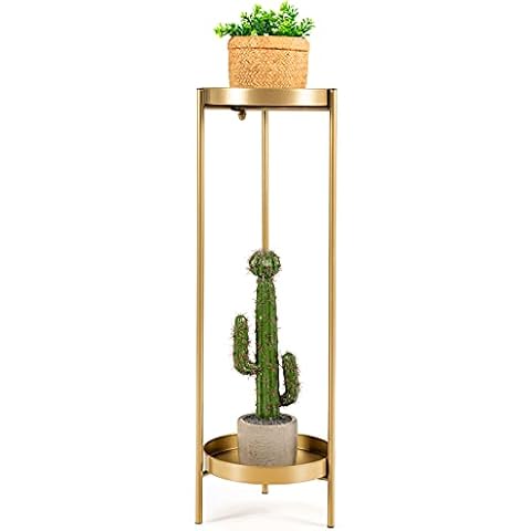 COSTWAY 2 Tier Metal Plant Stand with Trays Cover