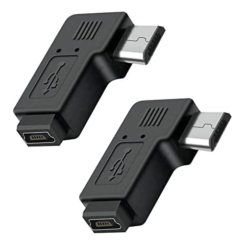 GELRHONR Angled Micro USB to Mini USB Adapter,90 Degree Micro USB Male to Mini USB Female Data Transfer Convert Connector for Smartphone Dash Cam Car Navigation System-2PCS (Right Angle Micro USB) Cover