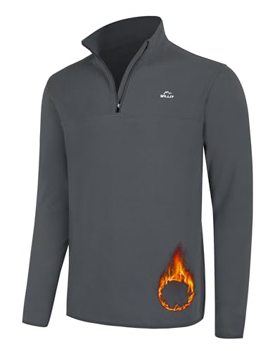 Willit Men's Fleece Pullover Winter Shirts Long Sleeve Quarter Zip