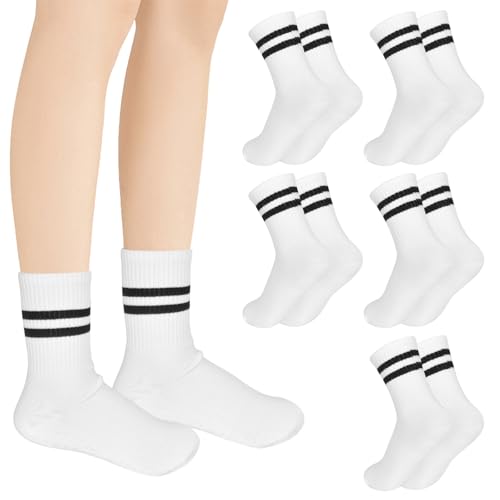 Zimoer 5 Pares de Calcetines de Tenis Deportivos - Estilo Retro con Rayas, Algodón Casual para Hombre y Mujer