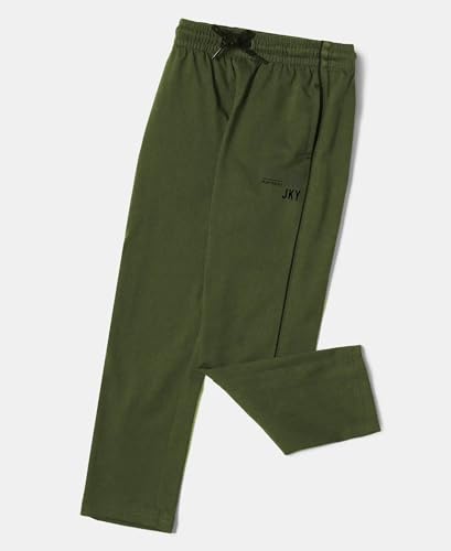 Image of Jockey AB13 Boys Super Combed Cotton Rich Graphic Printed Trackpants with Contrast Side Piping
