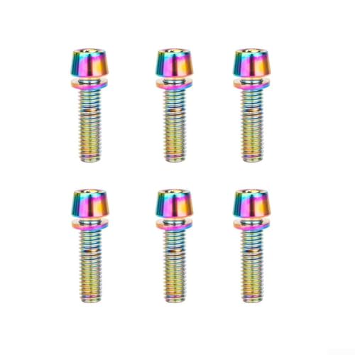 6pcs Bicycle Stem Bolts, Stainless steel M5 * 18Mm Bolts Screw For Bike Handlebar Installation(Rainbow)
