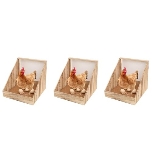 Ponederos De Huevos para Gallinas, 3 Cajas Caseta Gallinas con Almohadillas Nidos De Percha De Madera, Ponedero Gallinero De Madera para Poner Huevos, Nidos De Pollo para Gallina Y Patos,