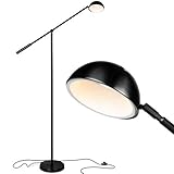 Brightech Gabriel - LED Reading and Craft Floor Lamp, for Living Rooms, Bedrooms & Offices - Modern Standing Task Light - Adjustable Arm, Omnidirectional Head - Industrial Black Pole