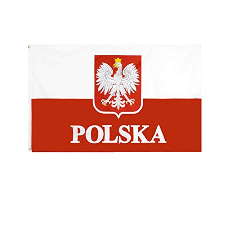 Stormflag Polnisches Nationalemblem Flagge Polska Flagge 90cmx150cm Polyester 90g mit Ösen mit genäht.