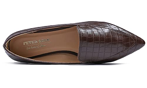 Image of FEVERSOLE Women's Loafer Flat Pointed Fashion Slip On Comfort Driving Office Shoes