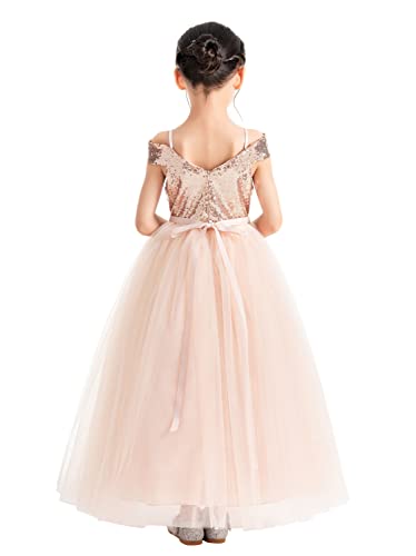ekidsbridal Sequins Off The Shoulder Father Daughter Dance Recital Dresses for Girls 322