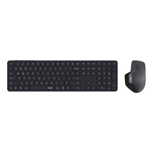 Rapoo 9560M Wireless Keyboard and Mouse Combo, Blade-Series E9550L 110-Key Ultra-Thin Keyboard and MT760SE Wireless Mouse, Support 4 Devices, Quiet, U