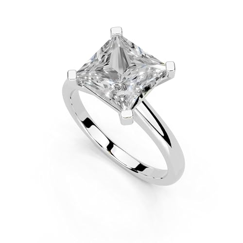 1-5 Carat 14K 18K Gold Platinum Princess Cut 4 Prong Solitaire Lab Grown Diamond Ring, Engagement, Anniversary, Wedding, IGI Certified, Promise Rings for Women (1-5 Ct, F-G Color, VS1-VS2 Clarity)