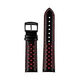 HTHRRFE Compatibile con Tissot Speed ​​Series NBA Co-branded T116.617 Bracciale in vera pelle Strato superiore in pelle bovina Cinturino da 22 mm Compatibile con Tag Heuer Omega(Red black)