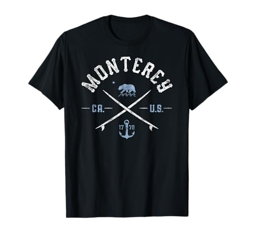 Monterey California - Vintage Surfing Bay Beach Arts Travel T-Shirt for Men Women