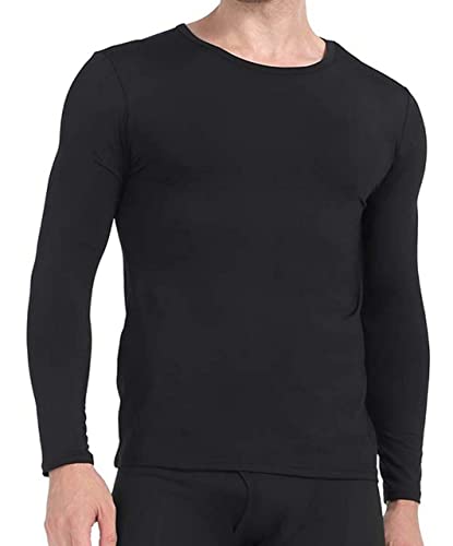 Image of Winter Wear Cotton Plain Black Full Long Sleeve Round Neck T Shirt Sweater for Men