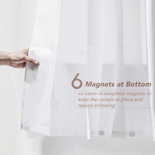 Image of Felisa Extra Long Fabric Shower Curtain Liner with 6 Magnets,72W x 80L, Waterproof & Hotel Quality Shower Liner for Bathroom,Soft Cloth Shower Curtain Liners,Machine Washable,White,Cortinas de Bano