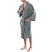 Fruit of the Loom Men's Waffle Kimono Robe, Grey Heather, One Size