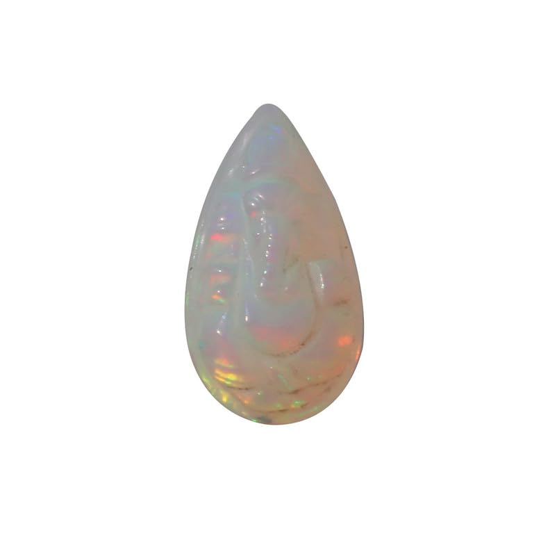 Opale Ganesh ji sculptée main poire 17,1x9,5 mm gemme