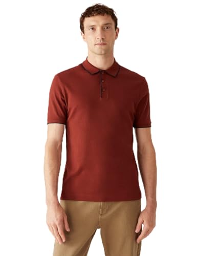 Image of Marks & Spencer Mens Solid Cotton Collared Neck Regular Fit Polo Shirt