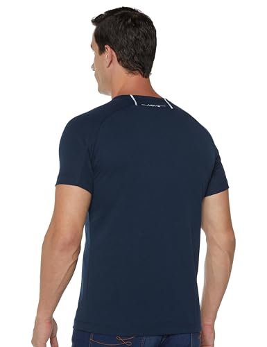 Image of Jockey MV02 Men's Super Combed Cotton Blend Graphic Printed Round Neck Half Sleeve T-Shirt with Stay Fresh Treatment Navy M