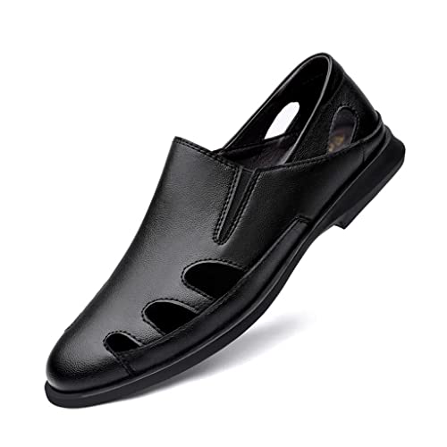 Mens Sandals Genuine Leather Soft Business Dress British Sandals Men for l Dress Shoes(41)