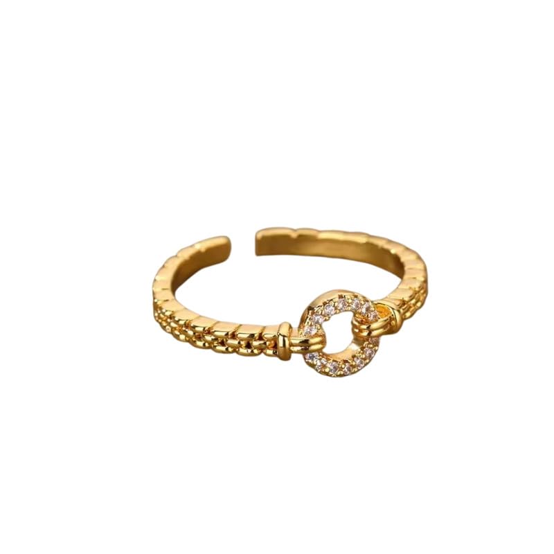 Micro Paved Zircon O Shaped Open Adjustable open Ring Women-image-46