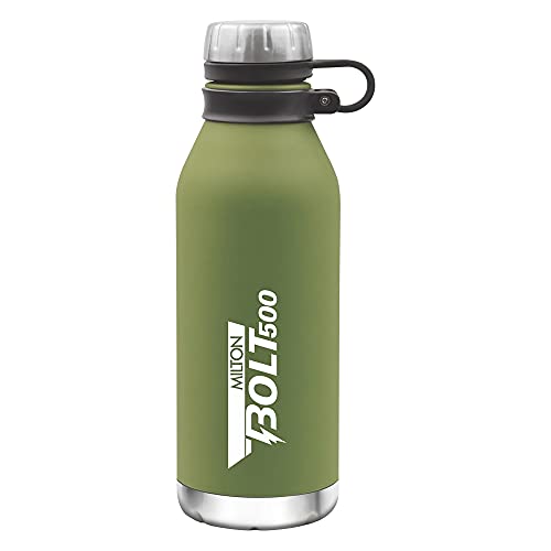 Milton Bolt 500 Thermosteel 24 Hours Hot and Cold Water Bottle, 500 ml, Green