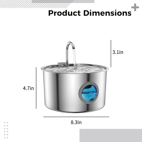 Fuente de agua para mascotas de 3.2 L inoxidable miniatura 4