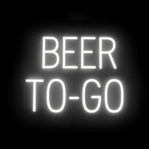 Image of SpellBrite LED Neon BEER TO-GO Sign for Business - White, 20 inch x 15 inch | Ultra-Bright Click-Together Signage for Bars & Restaurants, with Visibility from 500 ft - 8 Animations, 6 Brightness Levels