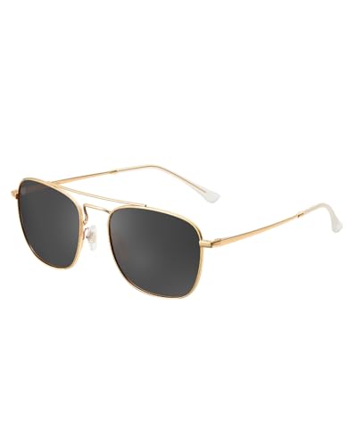 Image of JIM HALO Retro Square Aviator Sunglasses Premium Glass Lens Flat Metal Eyewear Men Women
