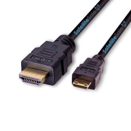 SatelliteSale Digital 1.4 Mini HDMI to HDMI Cable Universal Wire 4K/30Hz 10.2Gbps PVC 2160p Black Cord 15 Feet