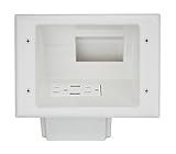DataComm Electronics 45-0271-WH Recessed Low Voltage Media Plate with 15 Amp Duplex Receptacle, 4.0 Dual USB Ports, Electrical Box, Cable Concealment for Wall-Mounted TV - White