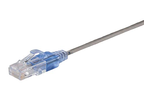 Image of Monoprice Cat6A Ethernet Patch Cable - Snagless RJ45, 550Mhz, 10G, UTP, Pure Bare Copper Wire, 30AWG, 10-Pack, 1 Feet, Gray - SlimRun Series
