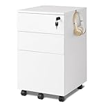 DEVAISE 3 Drawers Filing Cabinet, Lockable File Cabinet Wood Under Desk Drawers with Storage fits Letter/Legal/A4 Size for Home Office, Bright White